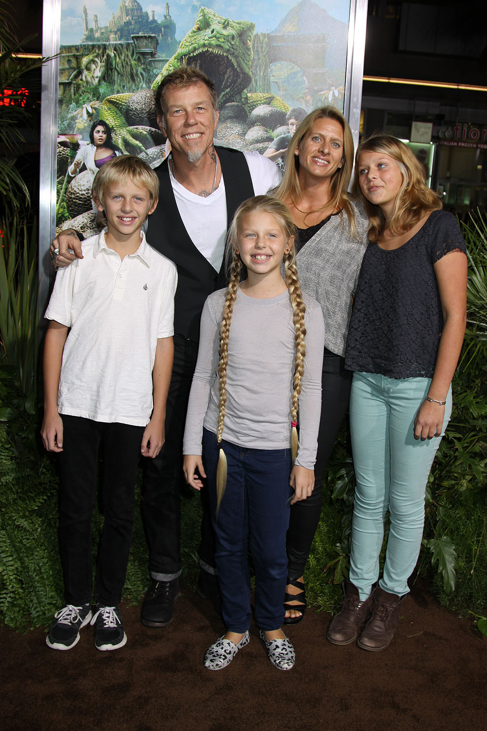 James Hetfield and family at the Los Angeles Premiere of JOURNEY 2 THE