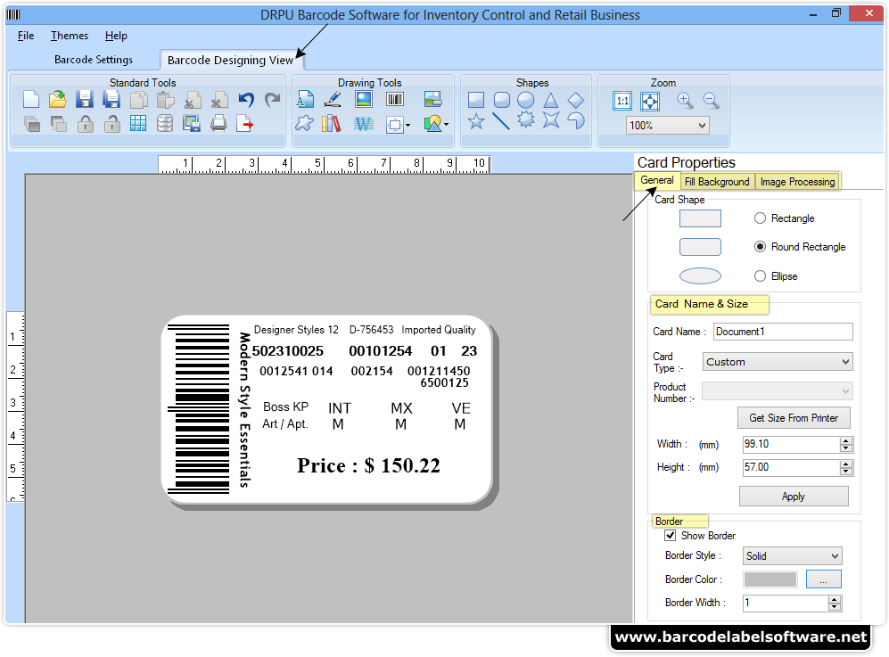 Barcode Software for Inventory Control generates stickers