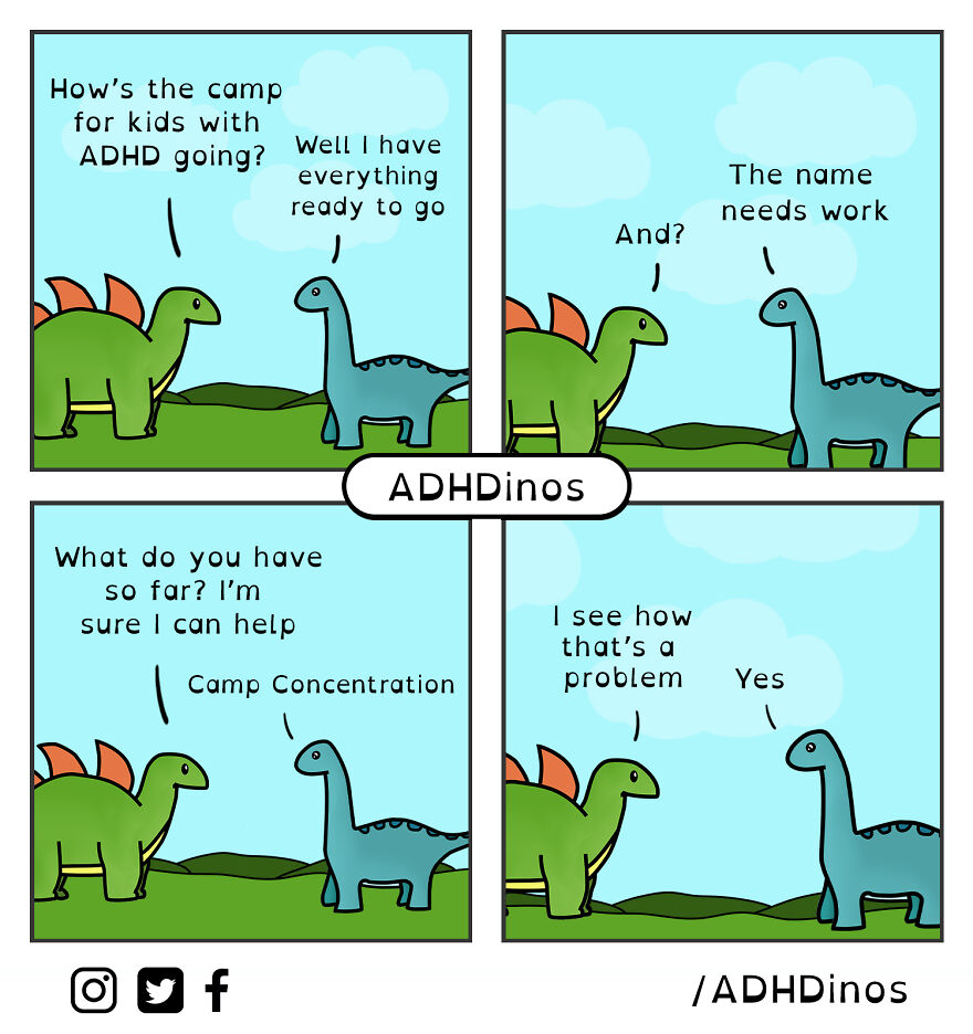 I Created A Cute Dinosaur Character To Illustrate Life With ADHD In