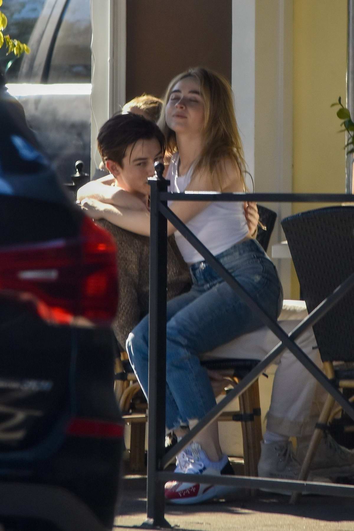 sabrina carpenter and griffin gluck pack on some pda during their lunch