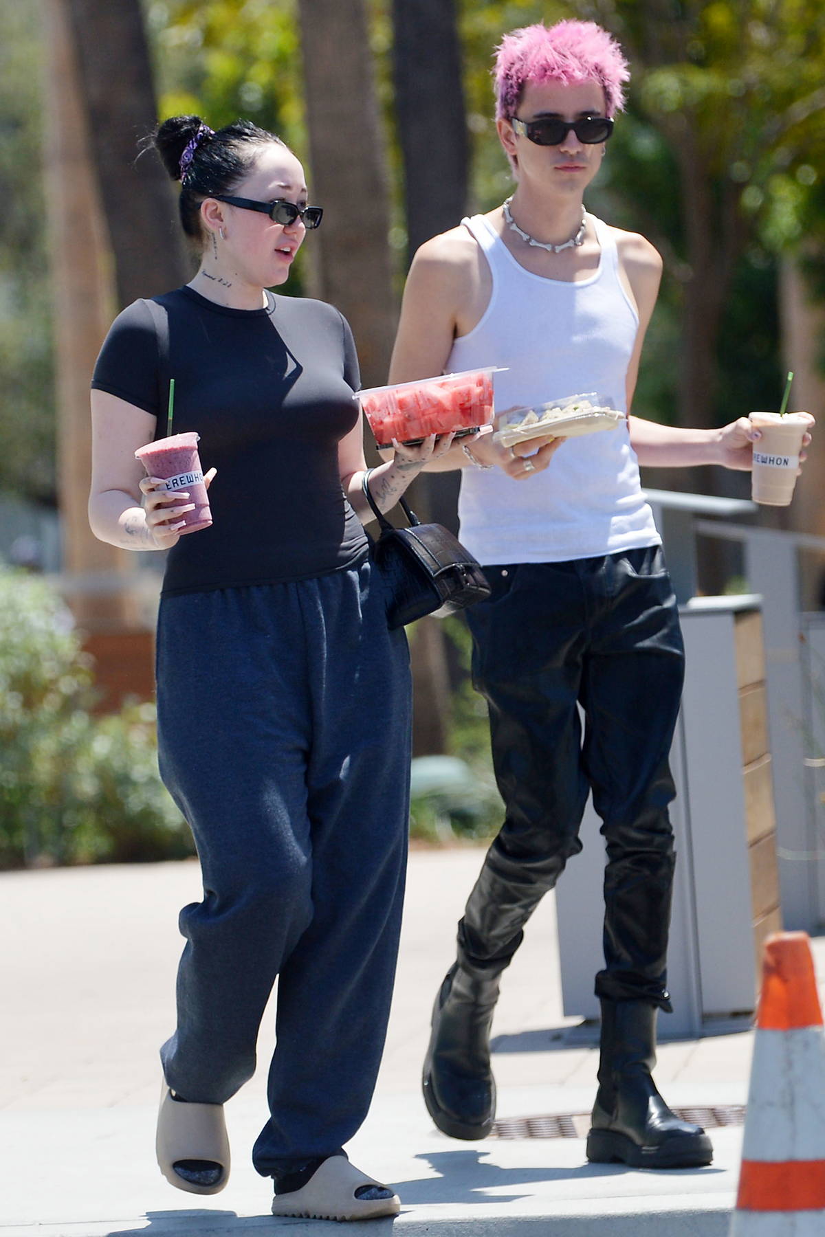 Noah Cyrus grabs a smoothie and some watermelon with her new boyfriend