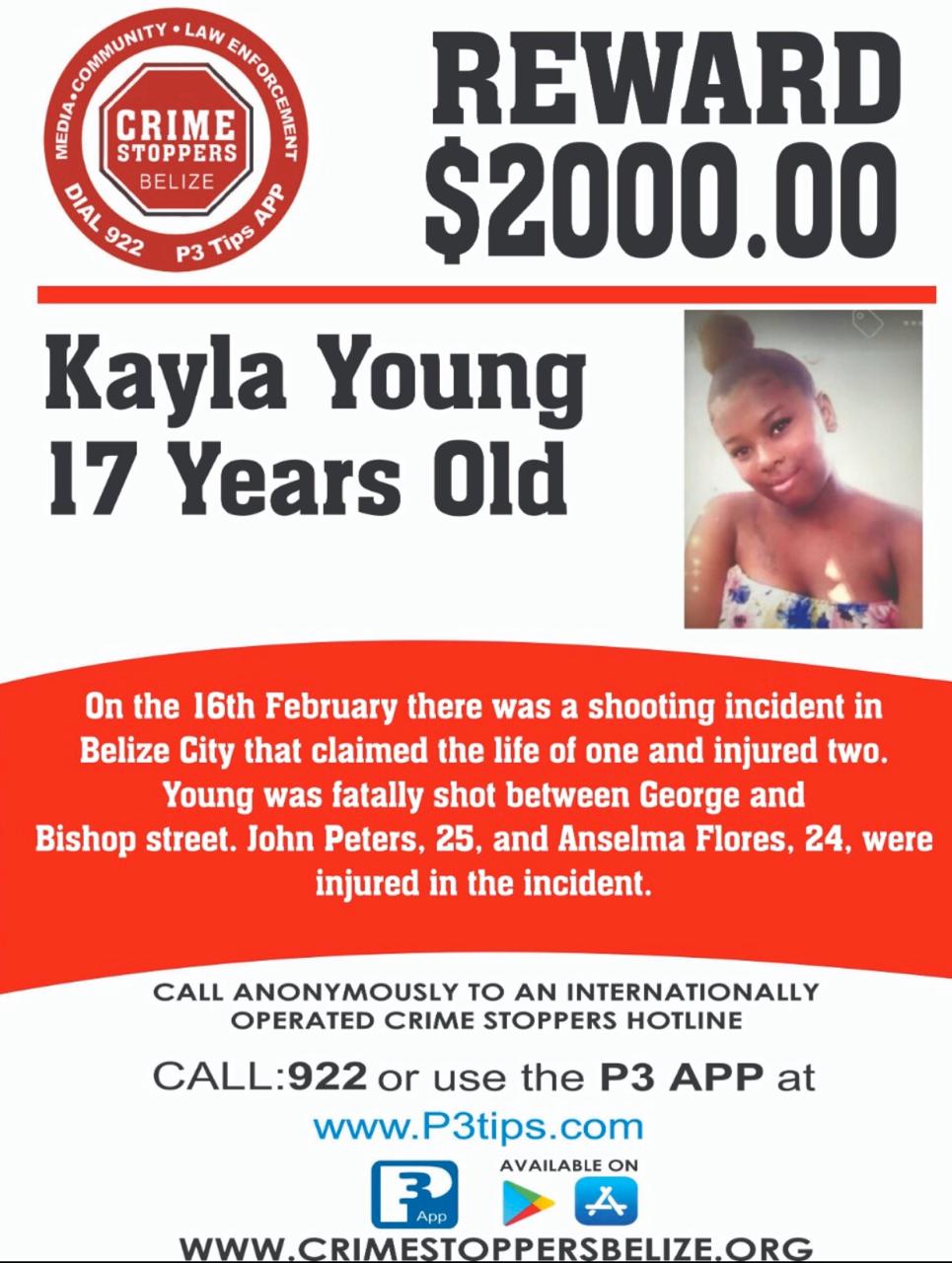 REWARD For information about the murder of Kayla Young Crime