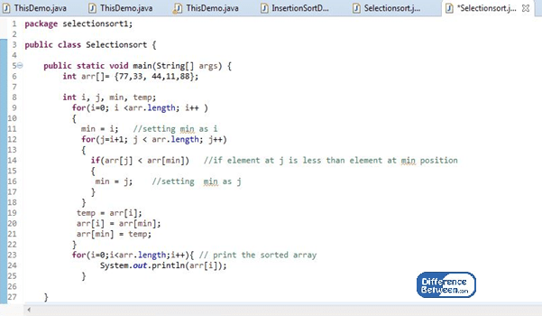 Key Difference Between Insertion Sort and Selection Sort