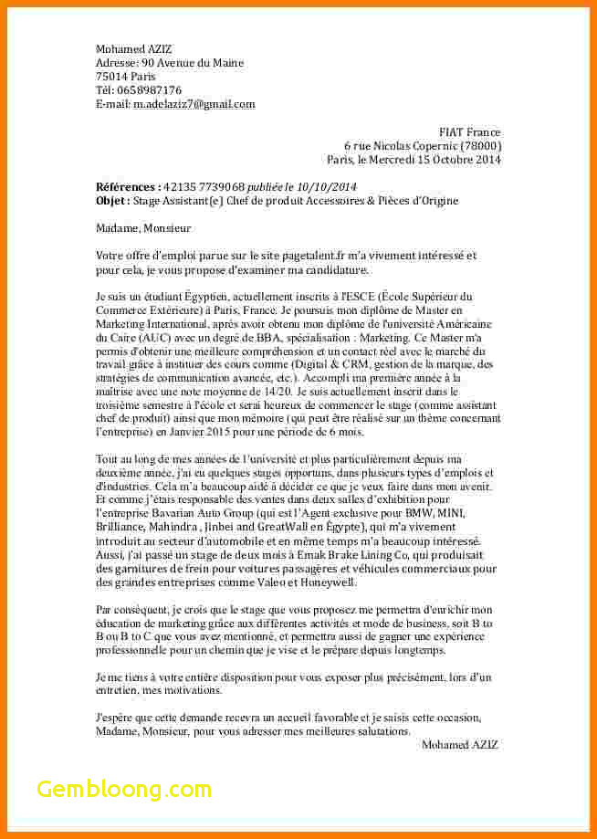 lettre de motivation pour les master Modele de lettre type
