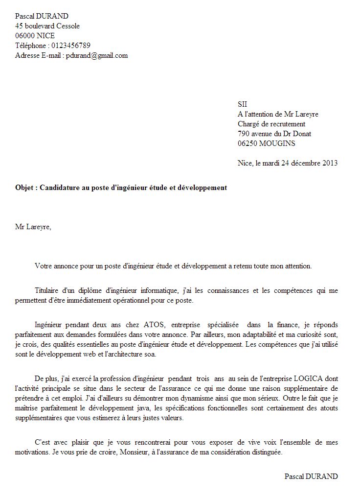 lettre de motivation promotion interne Modele de lettre type