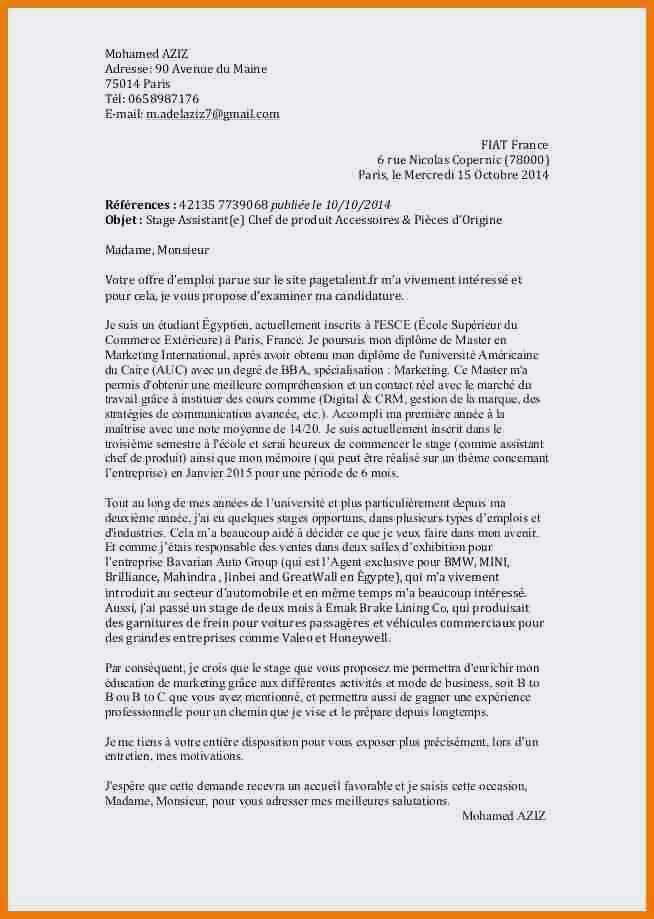 modele lettre de motivation master 1 Modele de lettre type
