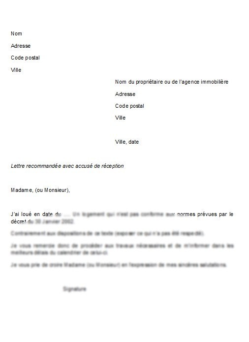 rediger une lettre pour une demande de logement Modele