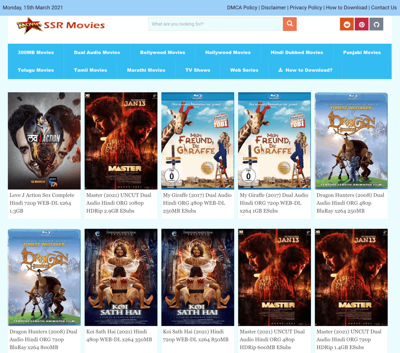 SSRMovies List, SSR Movies Download, Latest 100 Working Websites