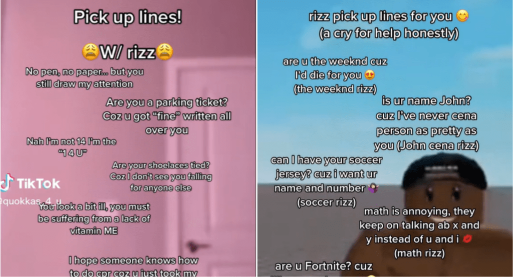 TikTok's funny 'rizz' pick up lines see users try out their smoothest moves