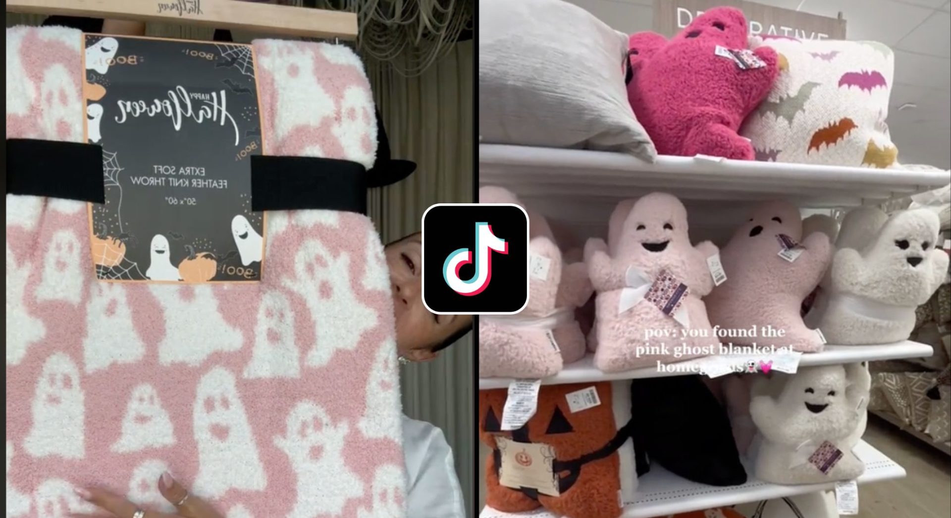 PINK ghost blanket NWT Seasonal decor