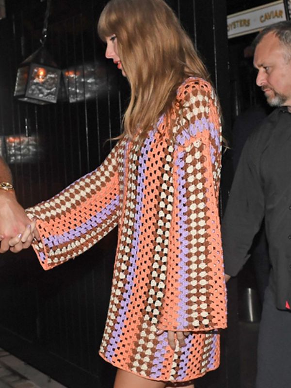 Taylor Swift 2024 Crochet Mini Dress Hit Jacket