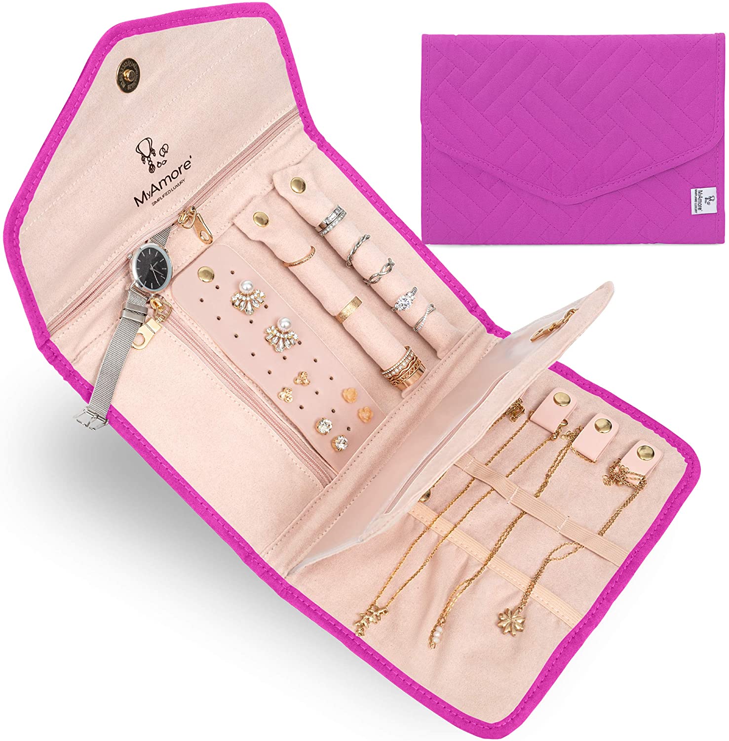 Buy MyAmore' Travel Jewelry Organizer Roll Foldable Jewelry Case