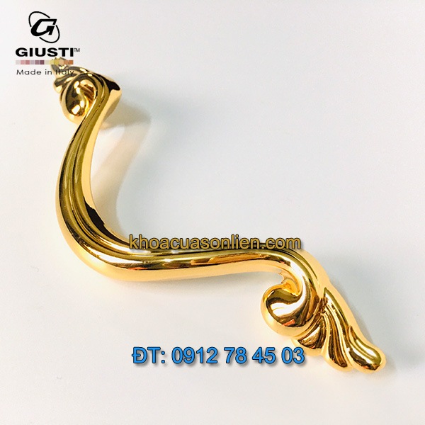 Báo giá mẫu Tay nắm cửa tủ chữ V mạ vàng WMN646.096.00GP của Giusti nhập khẩu Italy giá rẻ tại Hà Nội