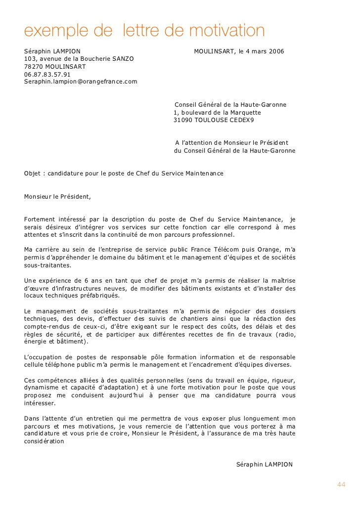 Exemple lettre de motivation réorientation professionnelle