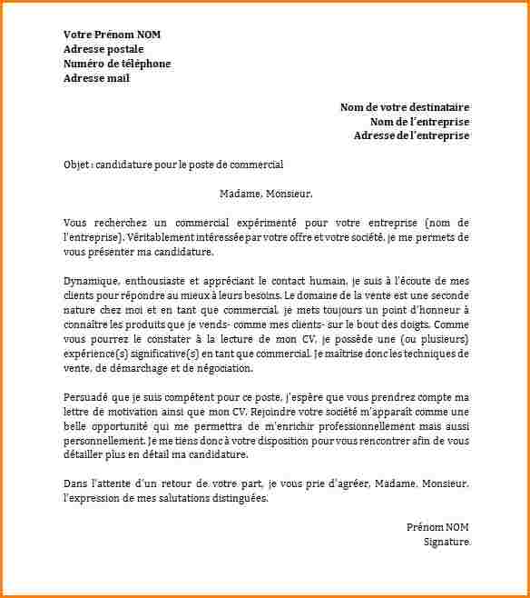 Lettre de motivation pour caissiere et mise en rayon sans