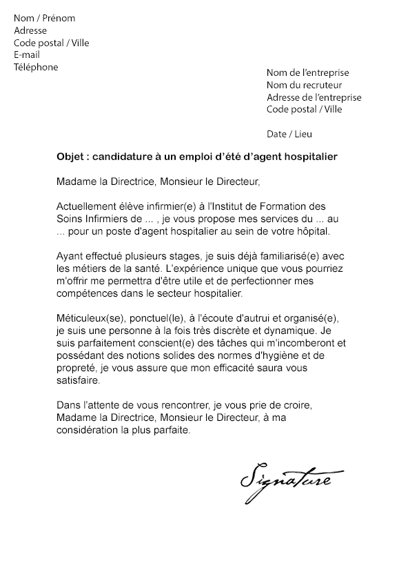 modele lettre de motivation ash maison de retraite