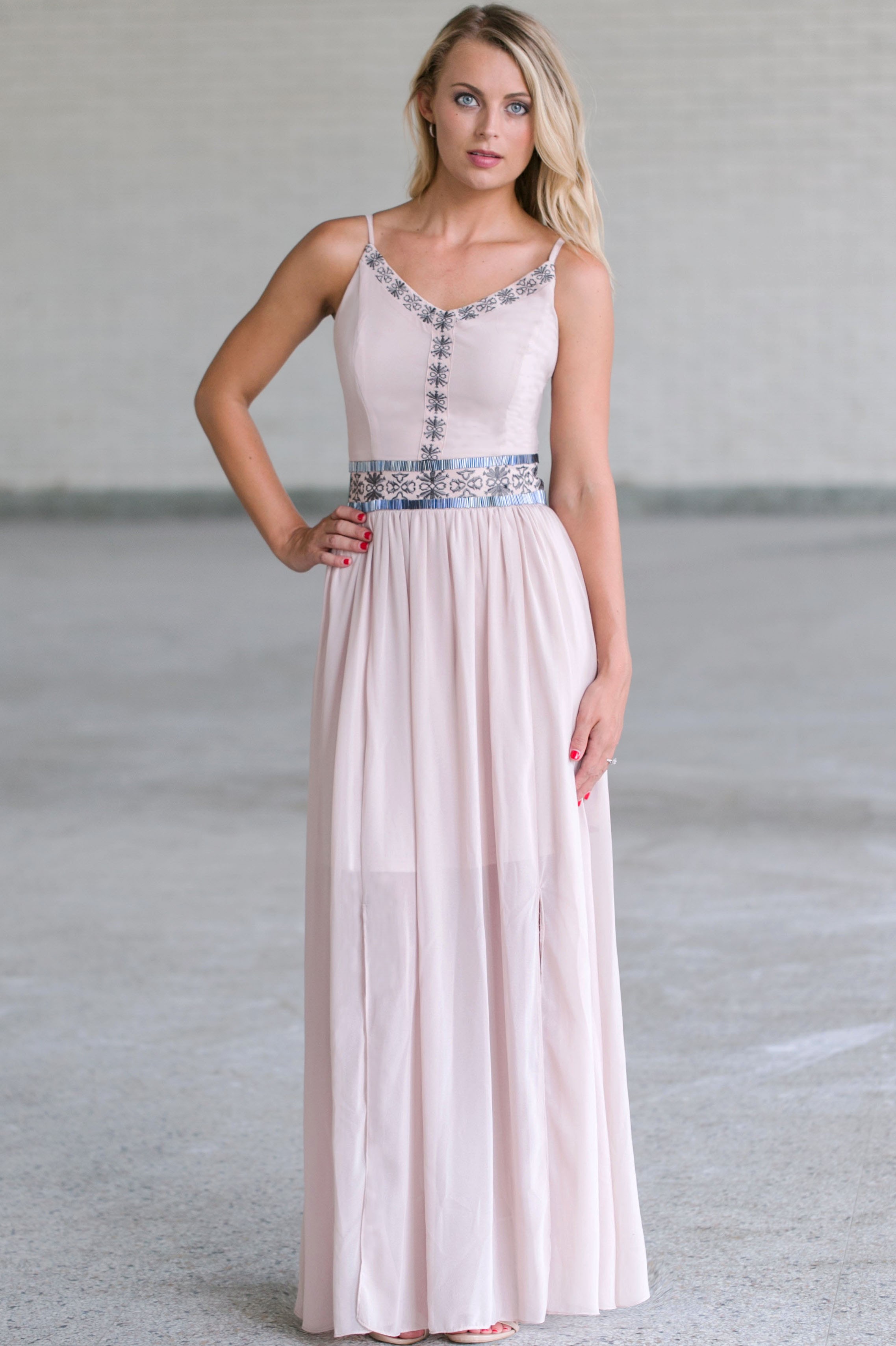 Cute Summer Maxi Dress, Beige Maxi Dress, Boho Maxi Dress Online, Cute