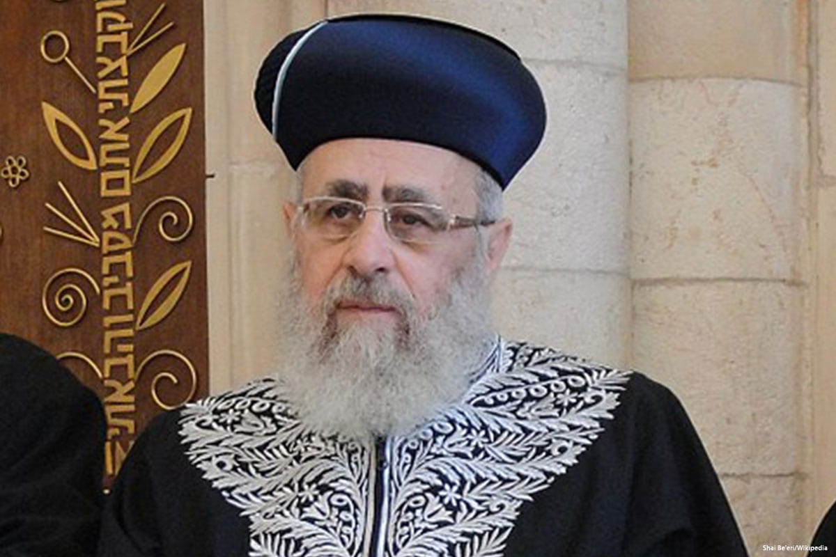 Senior Sephardic rabbi opposes death penalty for Palestinians Middle