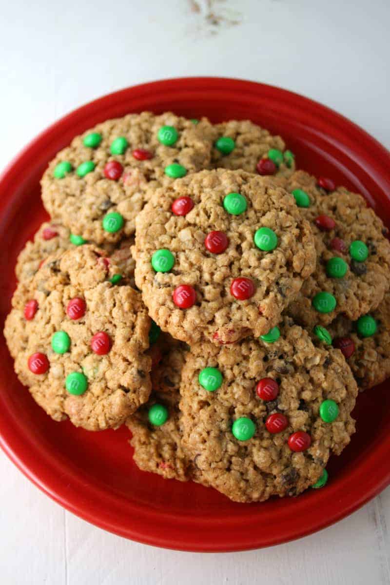 Christmas M&M's® Monster Cookies Mom Loves Baking