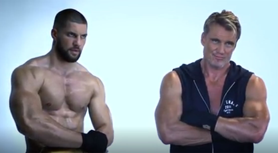 Dolph Lundgren Bonds with His 'Creed 2' Son Florian Munteanu Muscle