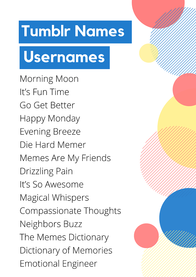 210 Best Tumblr Names Collection Tumblr Usernames