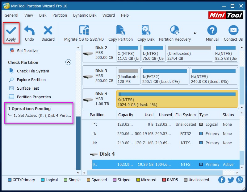 How to Set Active/Inactive MiniTool Partition Wizard Tutorial