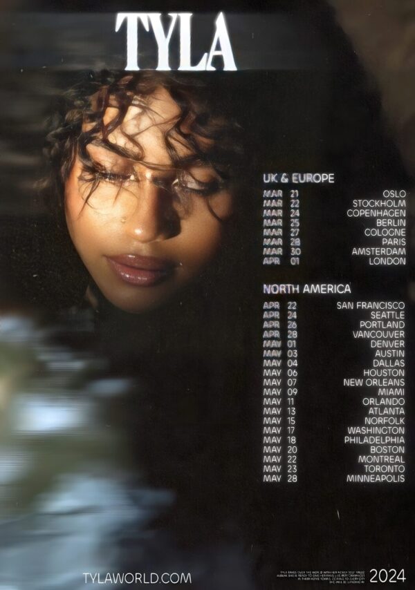 TYLA (singer) Tyla 2024 World Tour Poster