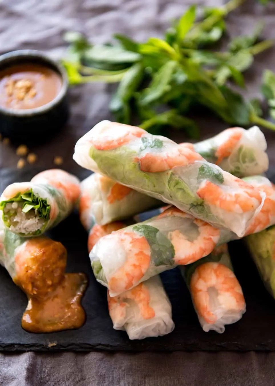 calories in rice vermicelli with spring rolls