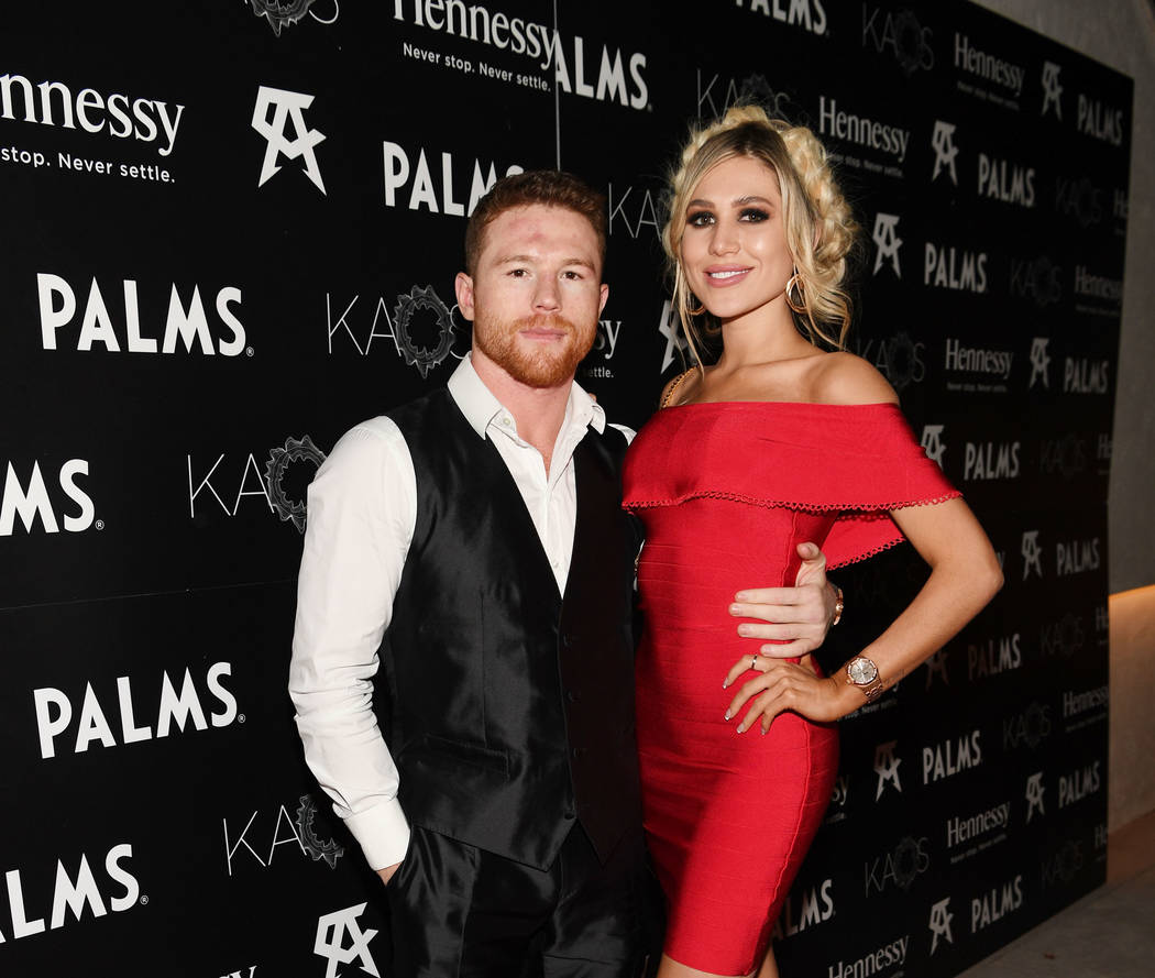 Canelo lvarez and Fernanda Gomez arrive at Canelo lvarez’s afterparty