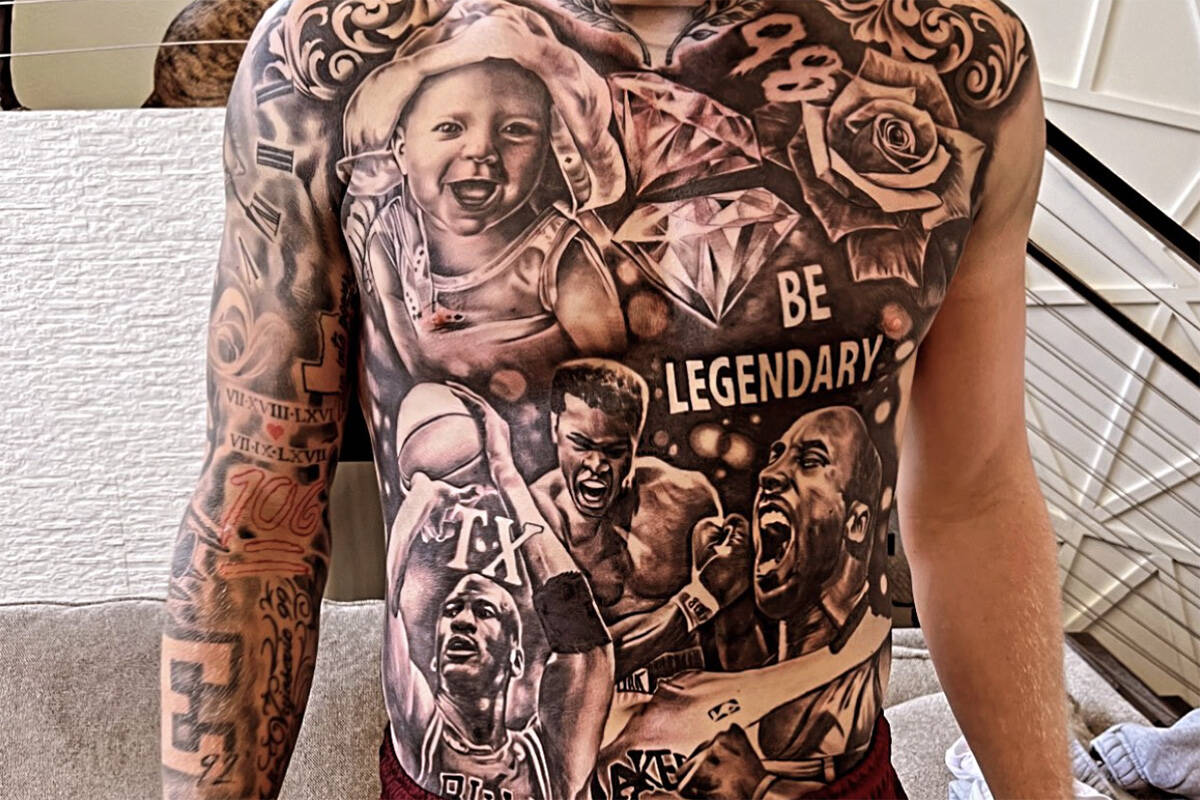 See Maxx Crosby’s fulltorso tattoo of Jordan, Ali, Kobe Raiders News