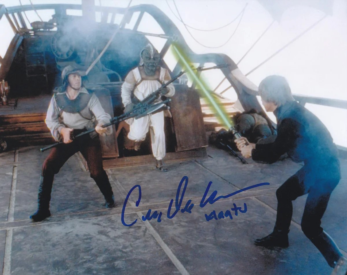 Corey Dee Williams 10x8 signed in Blue Star Wars Showmasters Comic