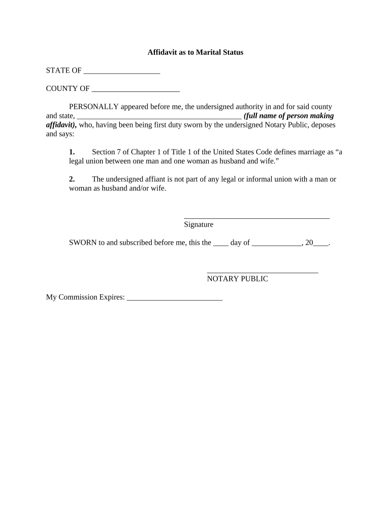 Marital Status Single Form Fill Out and Sign Printable PDF Template