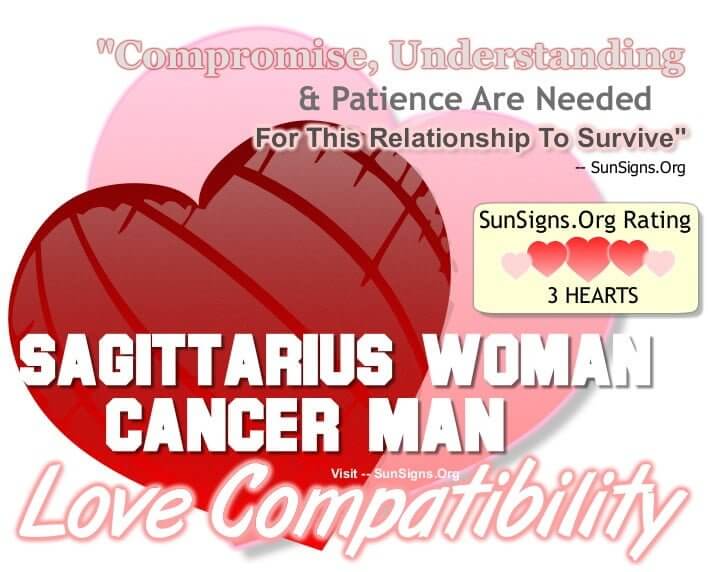 Sagittarius Woman And Cancer Man Be Patient And Understanding Sun Signs