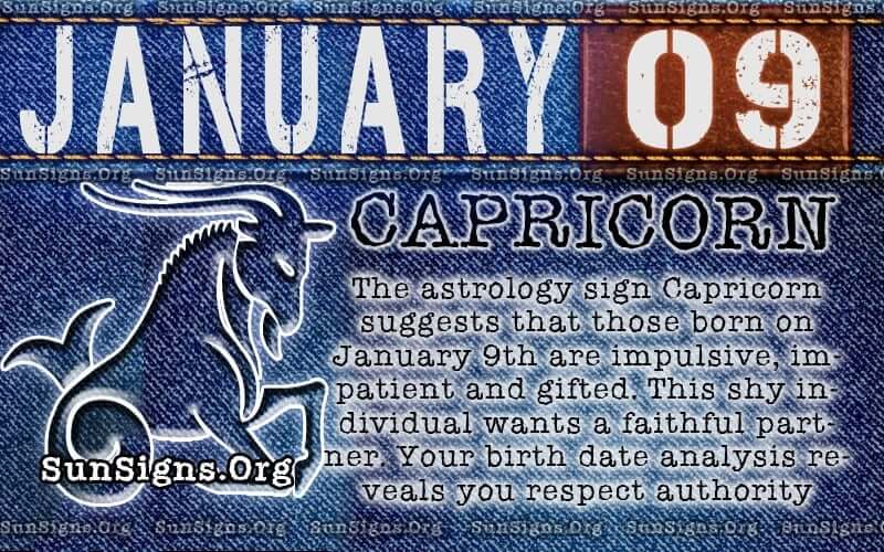 January 9 Capricorn Birthday Horoscope Personality & Meanings Sun Signs
