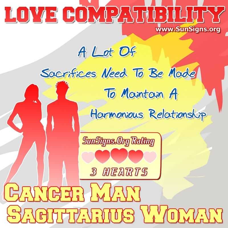 Cancer Man And Sagittarius Woman Love Compatibility Sun Signs