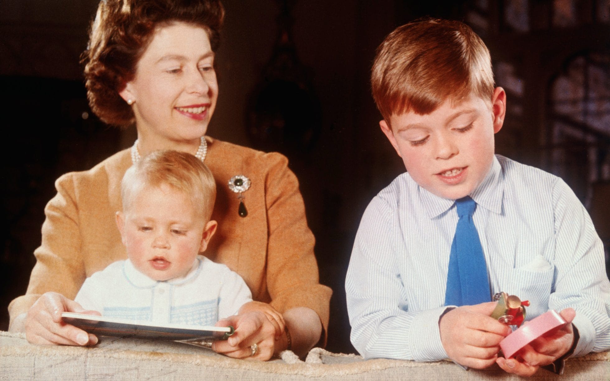 Queen Elizabeth with her two youngest children, Princes Edward and