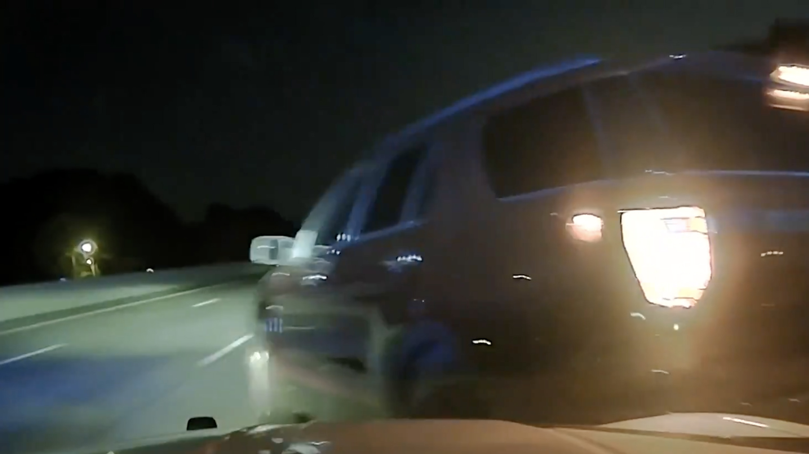 Shocking moment Arkansas trooper FLIPS pregnant woman's car at speed