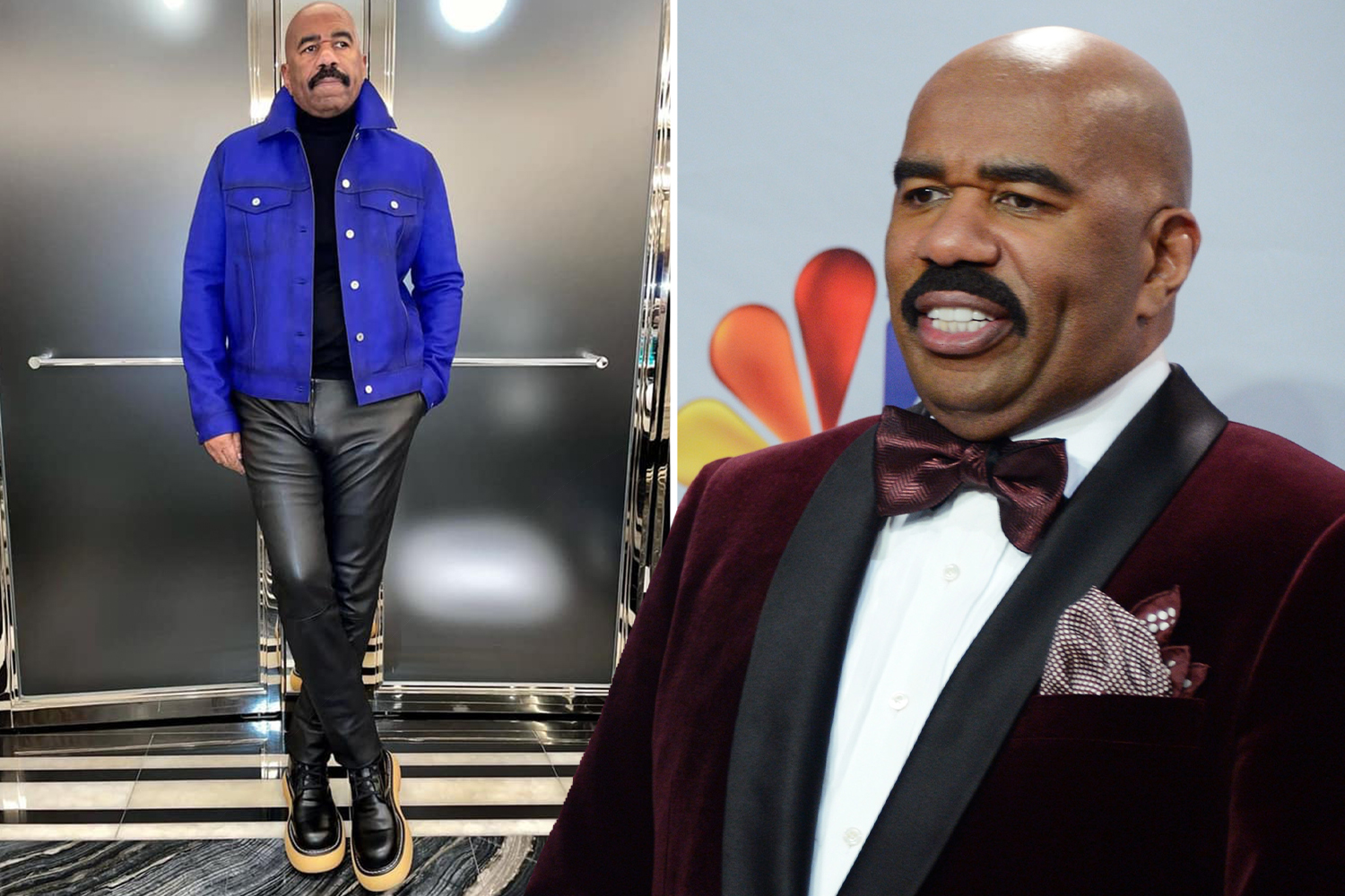 Steve Harvey, 64, rocks skintight leather pants as he shows off major