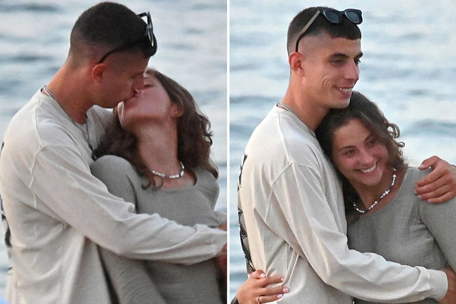 Lovedup Chelsea star Kai Havertz kisses girlfriend Sophia on beach