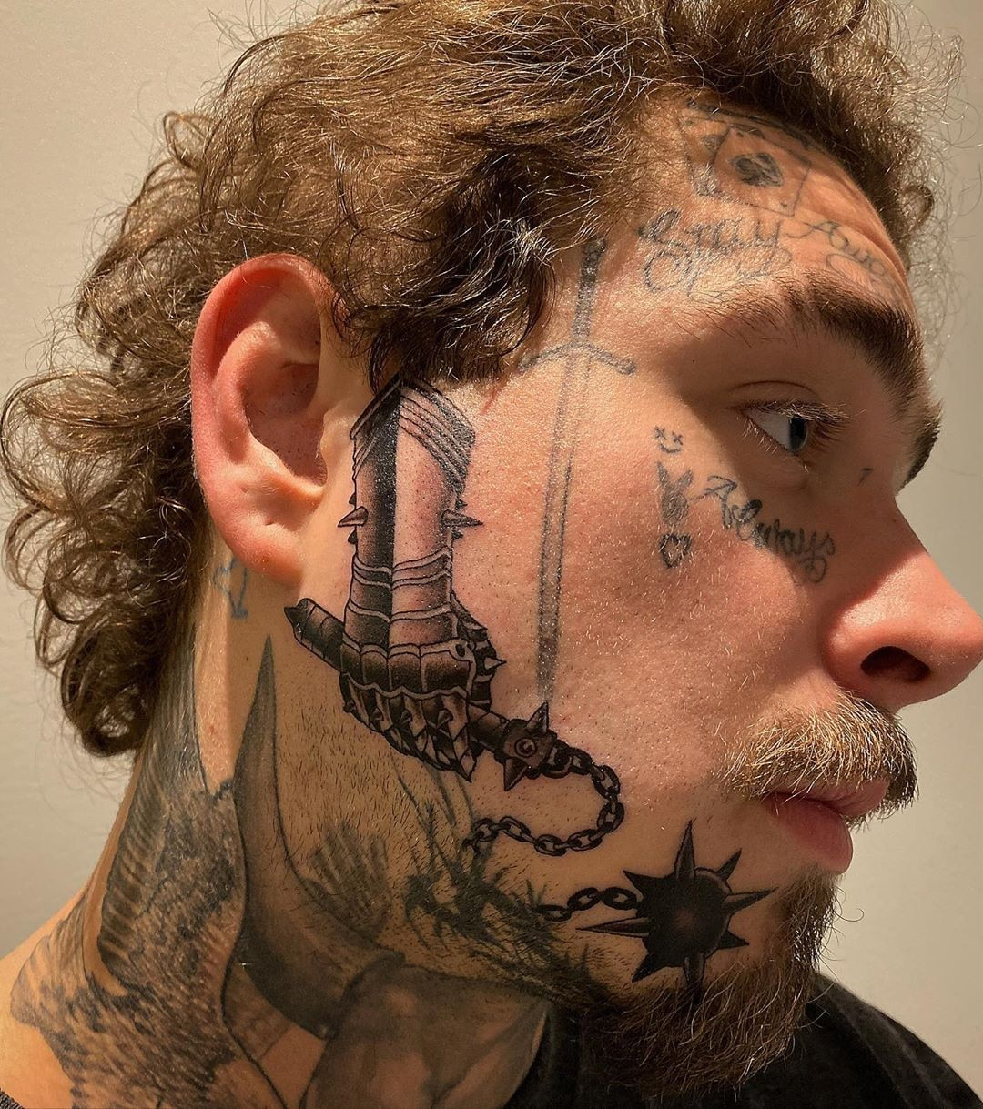 Post Malone Reveals Gauntlet Face Tattoo for New Year's Eve 2020