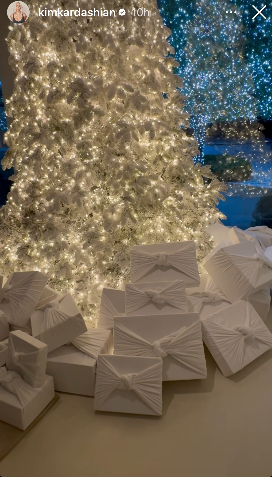 Kim Kardashian uses Skims fabric to wrap her Christmas gifts with a