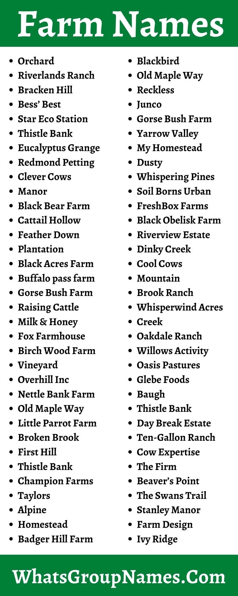 Best Farm Names 300+ Ranch Name Ideas