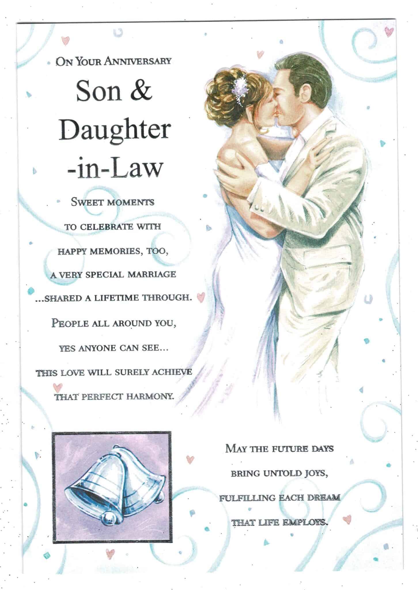 Son And Daughter In Law Anniversary Card Contemporary Design With