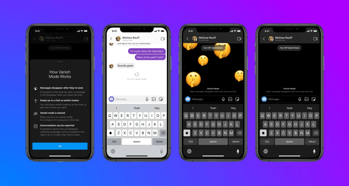 Facebook adds disappearing messages in Messenger and Instagram