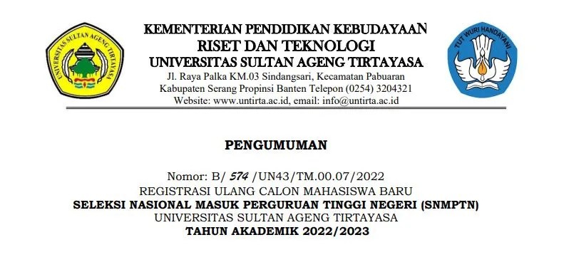 · semboyan tut wuri handayani . Pengumuman Snmptn Tahun 2022 Untirta Universitas Sultan Ageng Tirtayasa