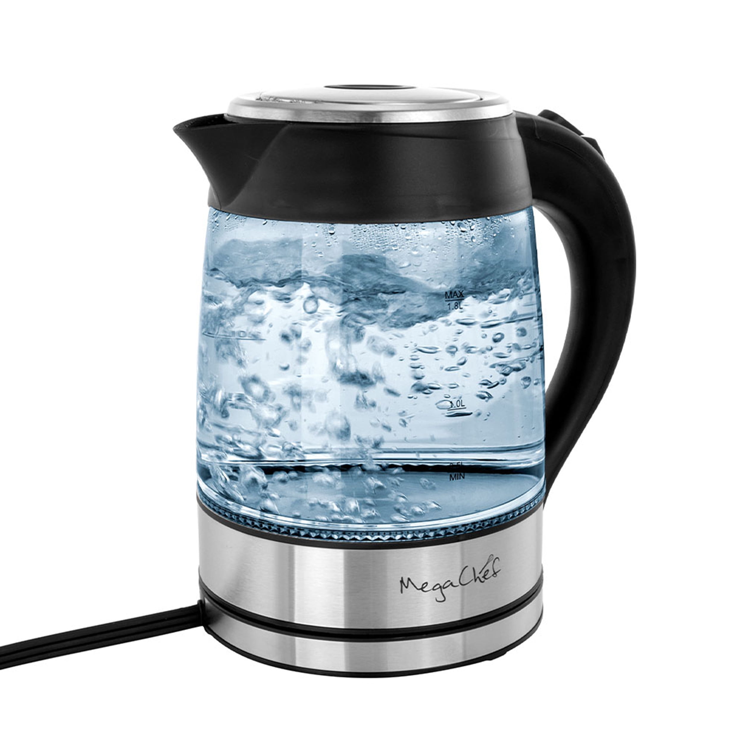 Megachef 1 8lt Glass And Stainless Steel Electric Tea Kettle