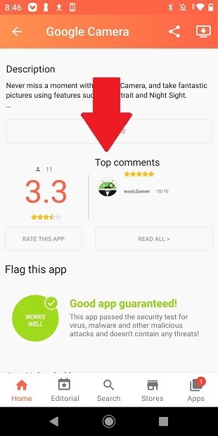 Comentarios y reseñas de un app