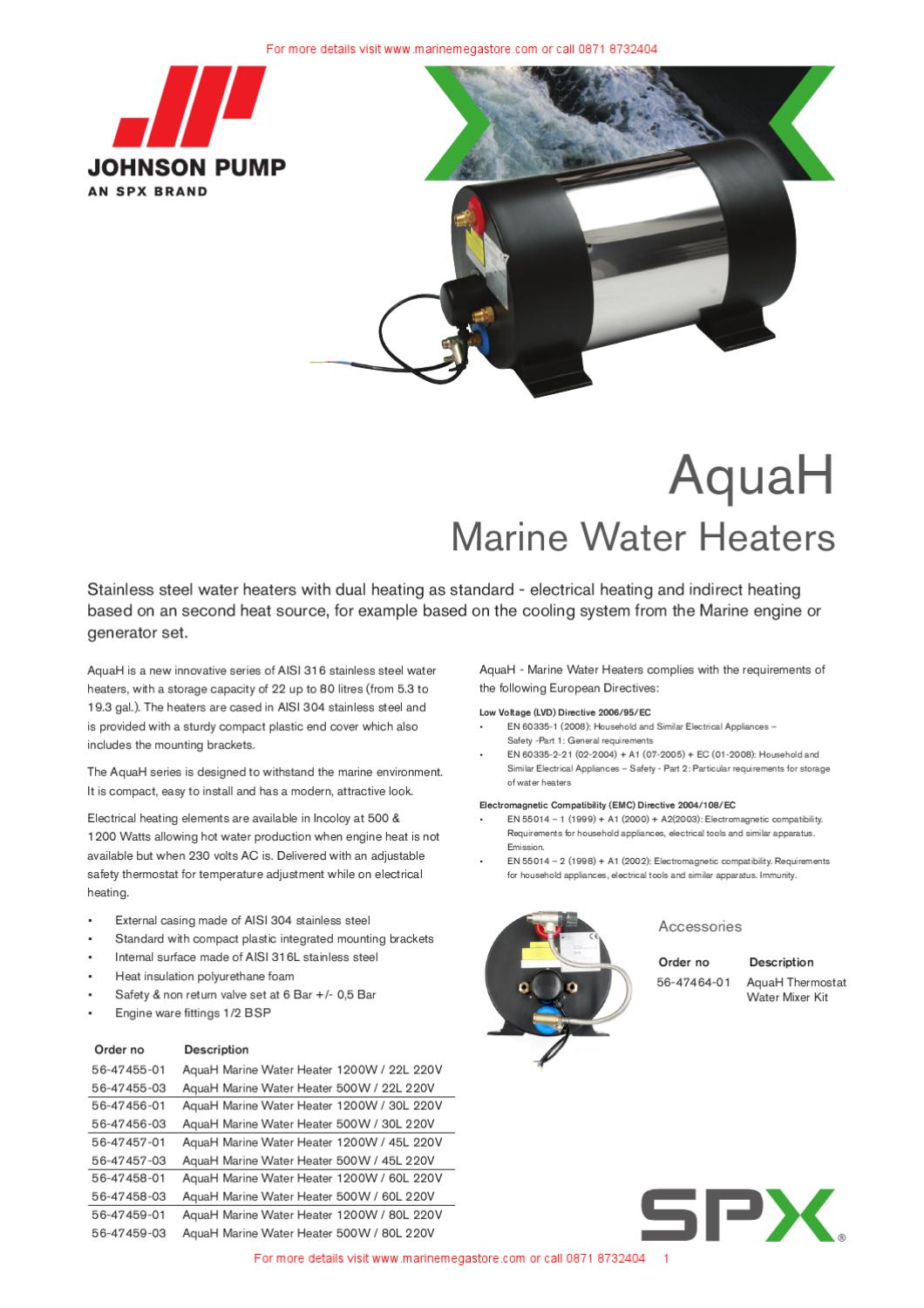 Spx Johnson Pump Marine Ab Marine Water Heater By Marine Mega
