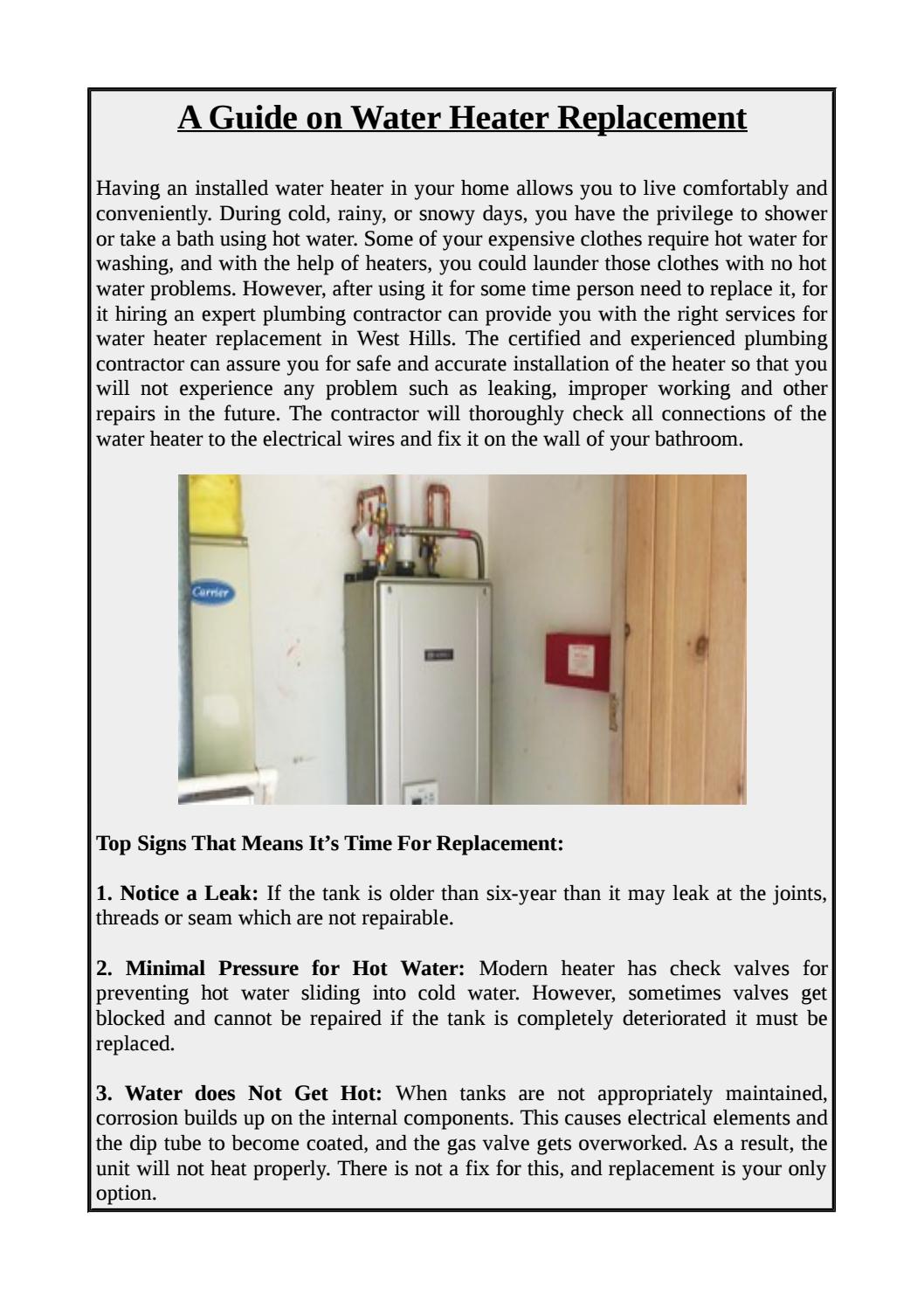 A Guide On Water Heater Replacement By Greens Plumbling Co Issuu