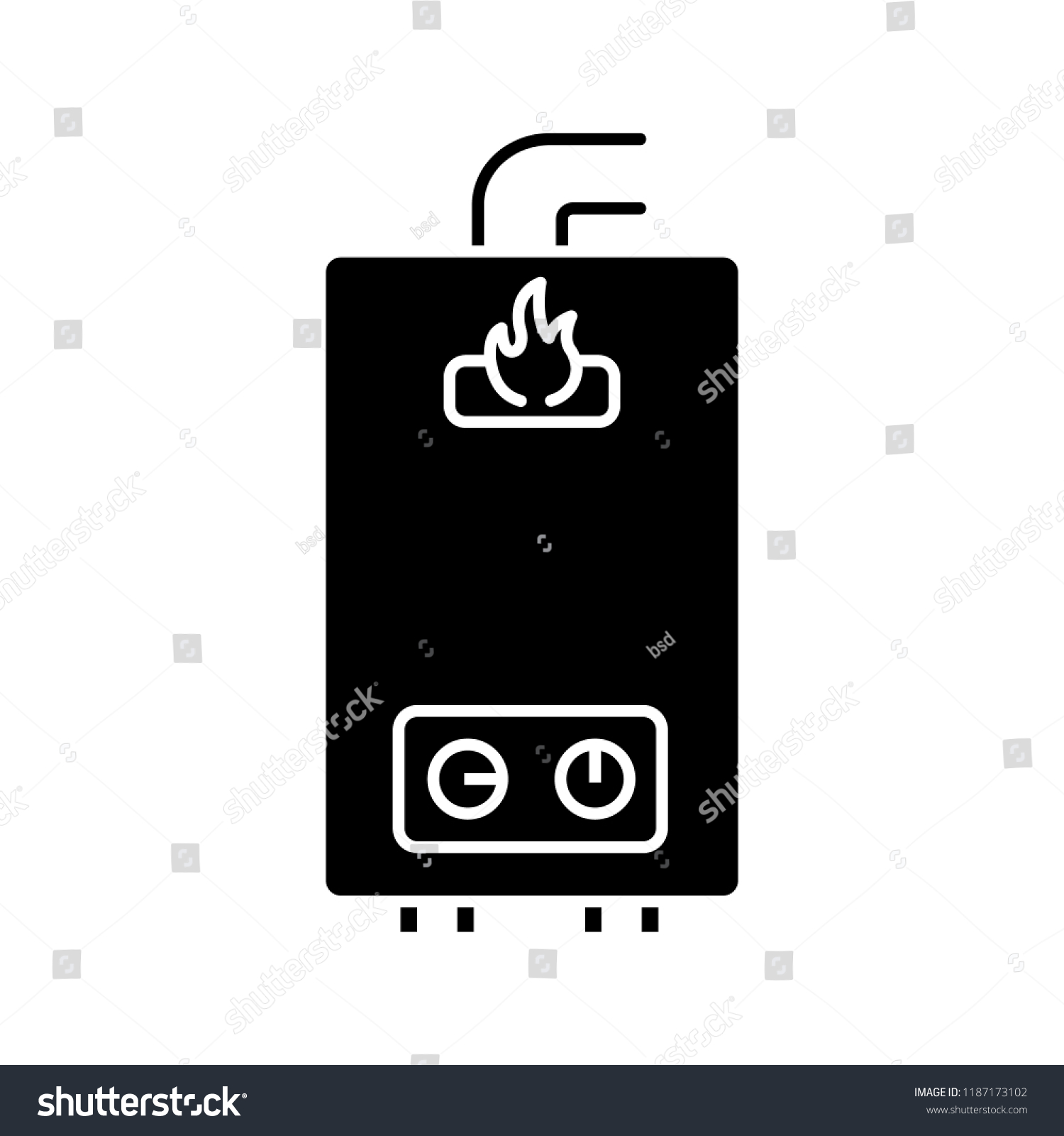Gas Water Heater Glyph Icon Silhouette Stock Vector Royalty Free
